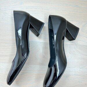 Stuart Weitzman Maeve Patent Block-Heel Pump Black Rare Size 4.5 Women's